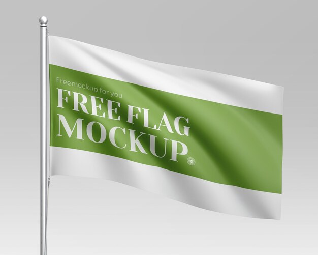 A green and white flag that says free flag mockup.