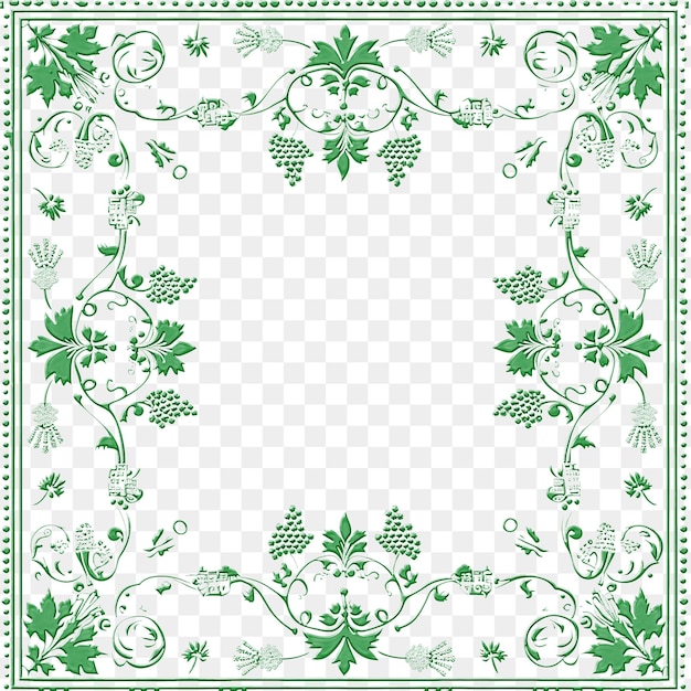 PSD a green and white floral design in the form of a square