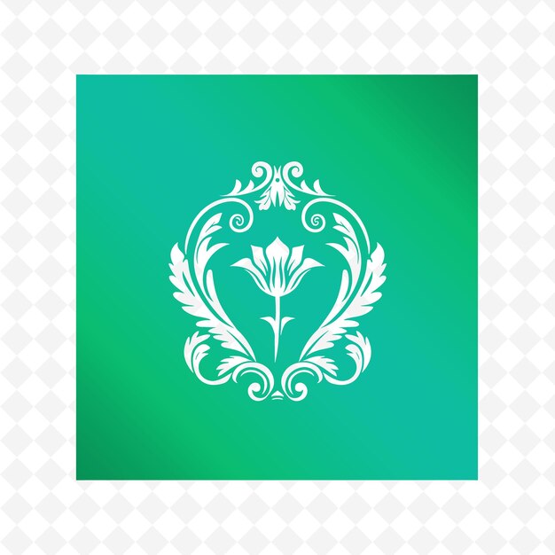 PSD a green and white floral design with a flower on the top