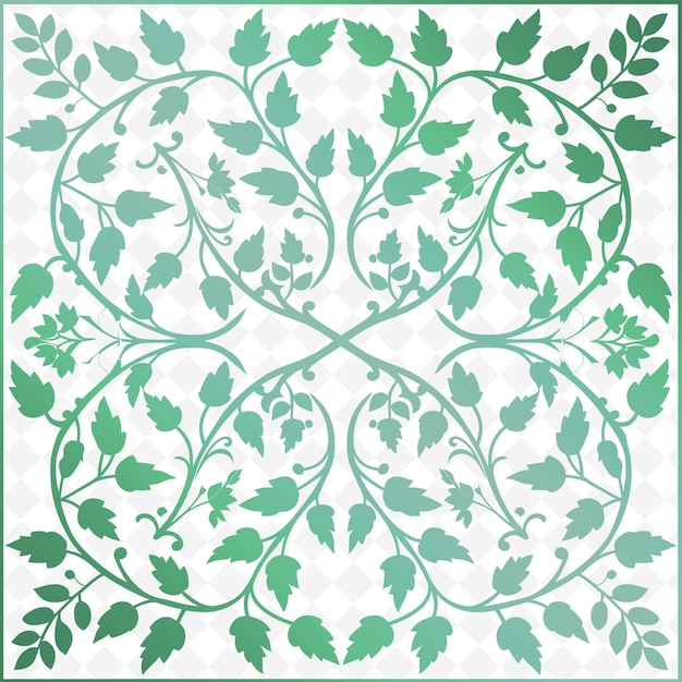 PSD a green and white floral design with green leaves