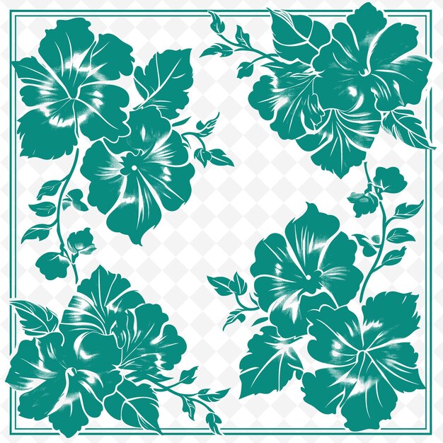 PSD a green and white floral design with hibiscus flowers in the center