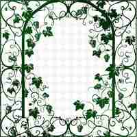 PSD a green and white floral design with vines and vines on a white background