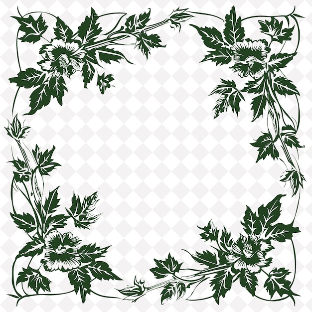 PSD a green and white floral design with a white background