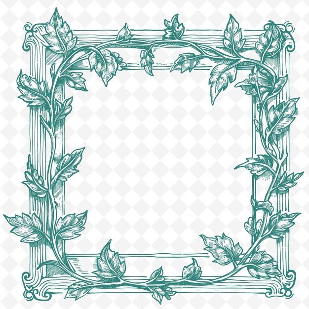 PSD a green and white floral frame with a floral pattern on the top