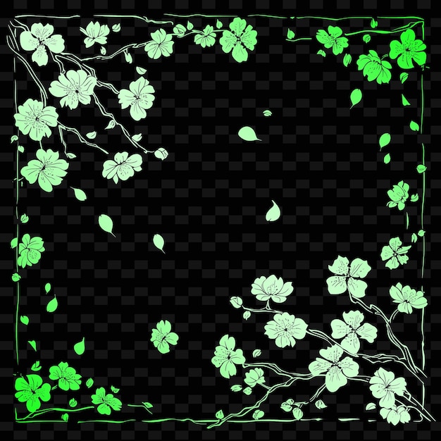 PSD a green and white floral pattern with a green background with a black background