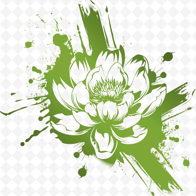 PSD a green and white flower with a green background with a green background