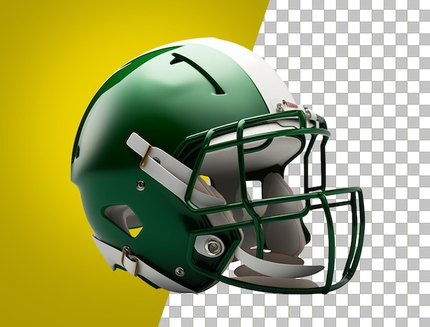 A green and white football helmet