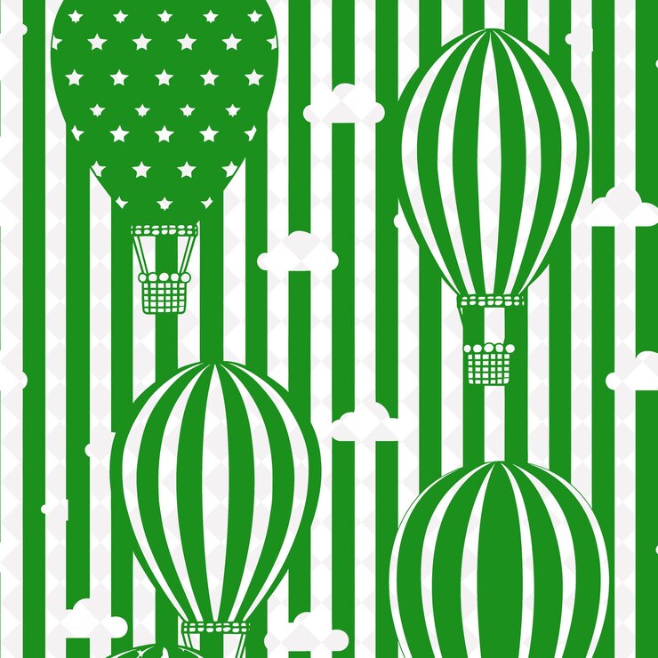PSD a green and white hot air balloon with a white star on the top