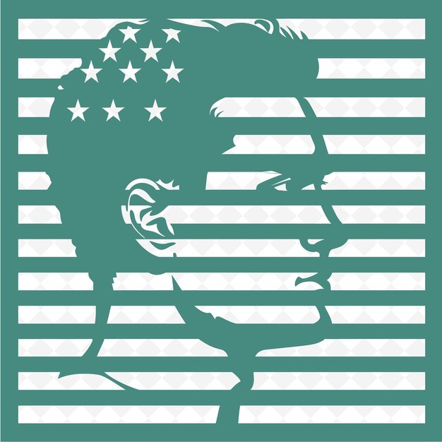 PSD a green and white image of a man with a american flag on his head