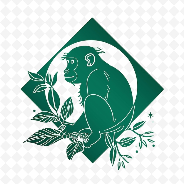 PSD a green and white image of a monkey on a green background