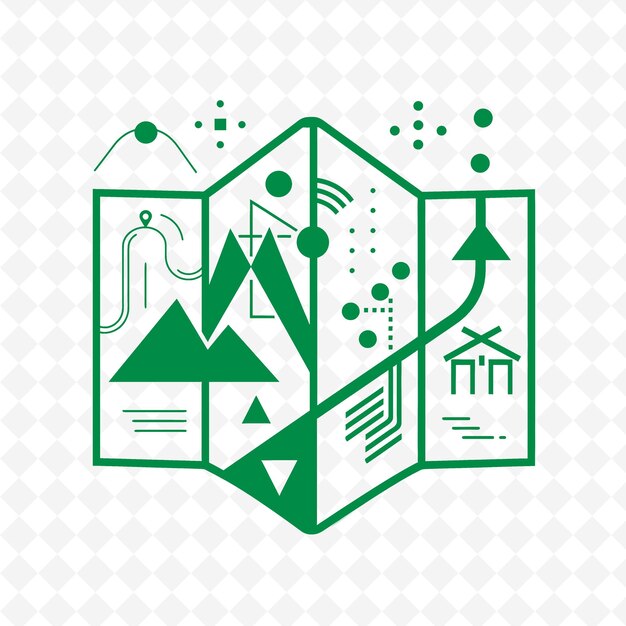 PSD a green and white logo of a mountain with mountains and trees