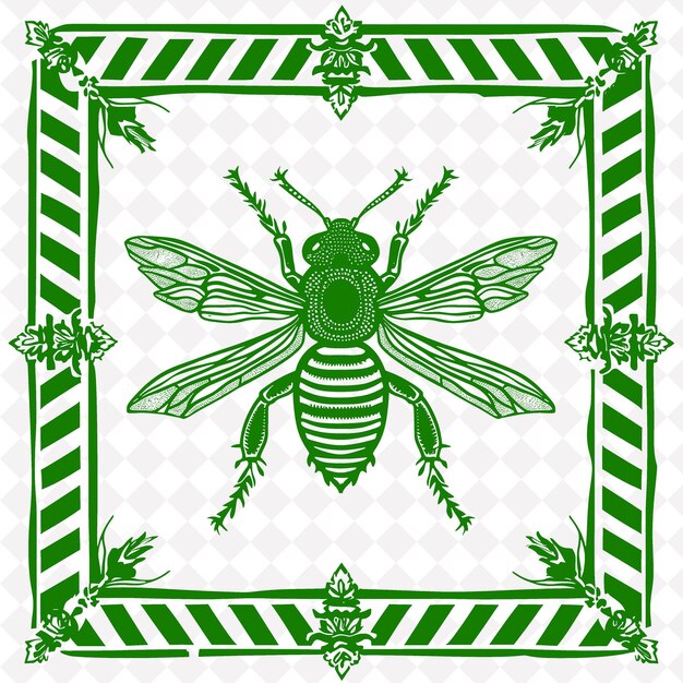 PSD a green and white pattern with a bee on it