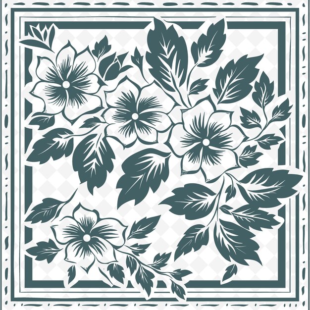 PSD a green and white pattern with flowers and the words hibiscus