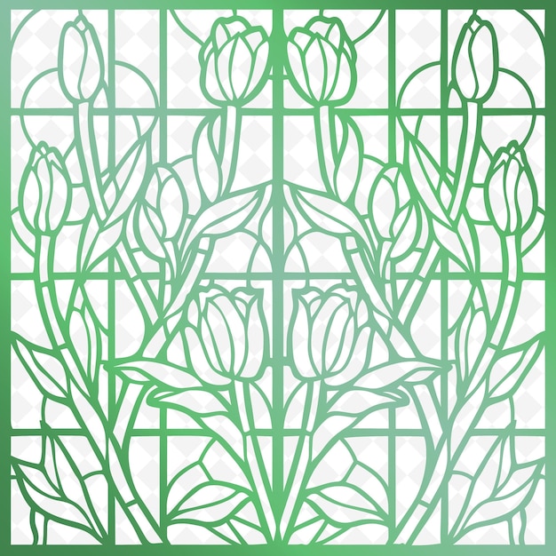 A green and white pattern with tulips on it