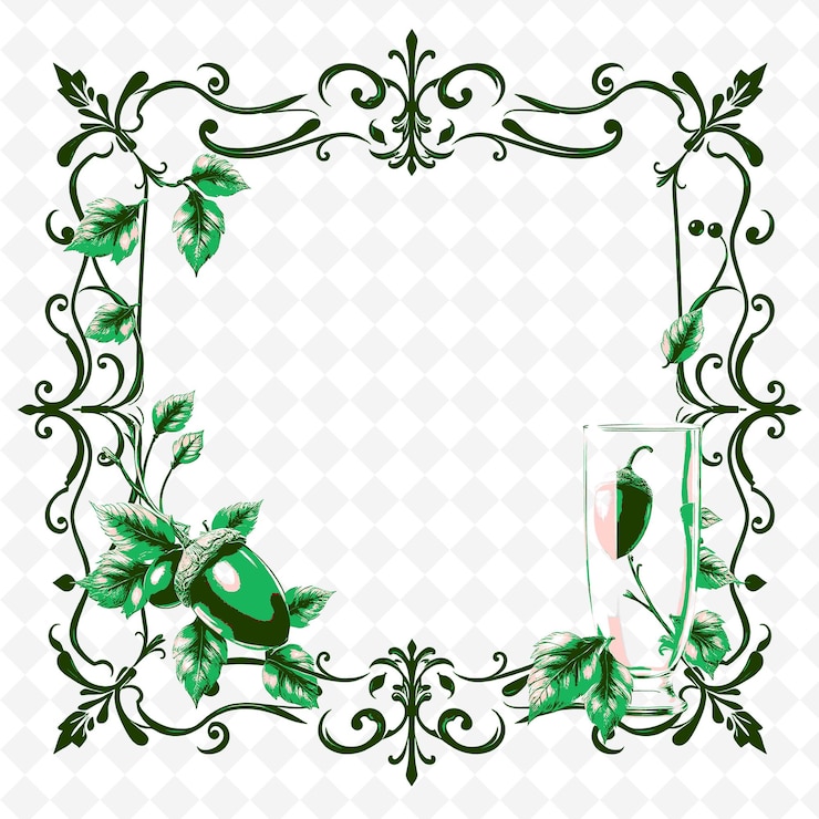 PSD a green and white picture of a glass with a green ribbon and a green ribbon