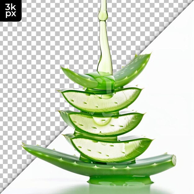 PSD a green and white pineapple is placed on a transparent surface