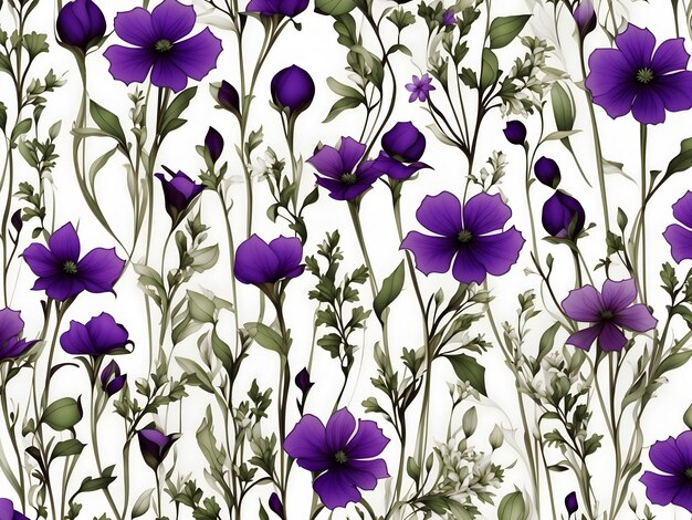 PSD green white and purple wildflower patterns aigenerated