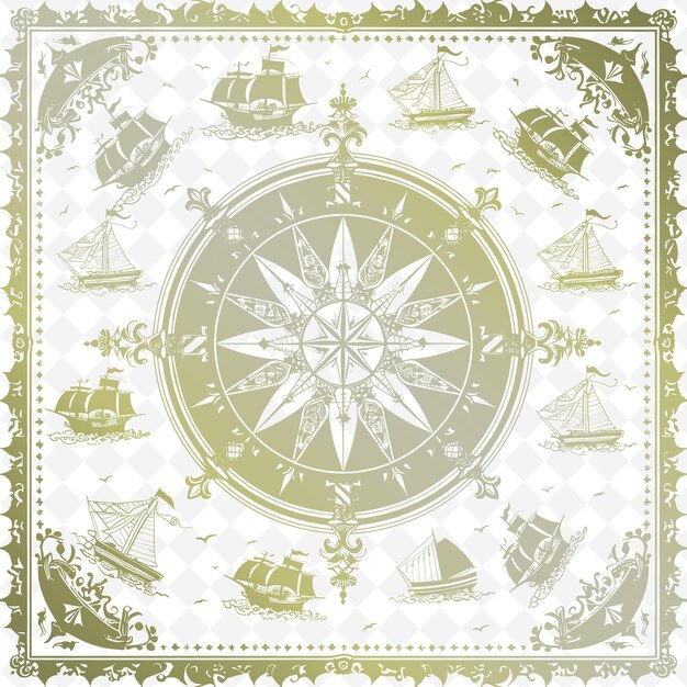 PSD a green and white quilt with ships and ships on it