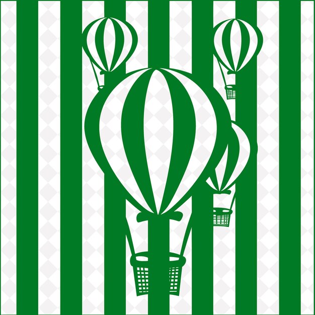 PSD a green and white striped background with balloons in the middle