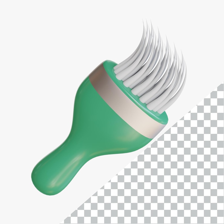 PSD a green and white toothbrush with a green handle is on a checkered surface