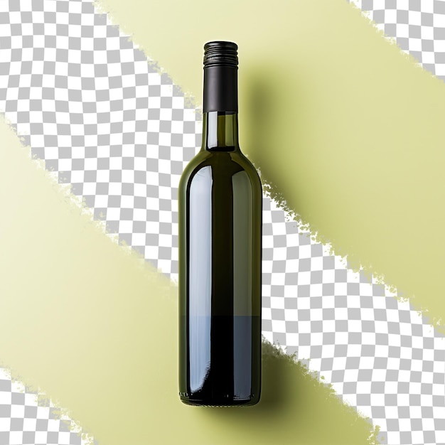 Green wine bottle on a transparent background