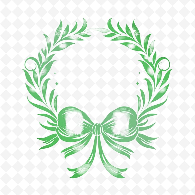 PSD a green wreath with a green ribbon on it