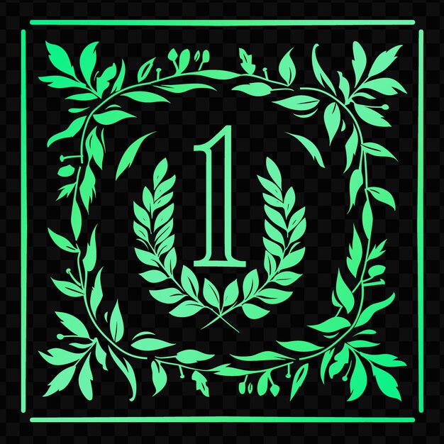 PSD a green wreath with the number 1 on it