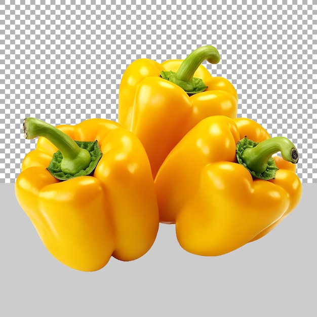 PSD green or yellow chili or bell pepper on transparent background ai generated