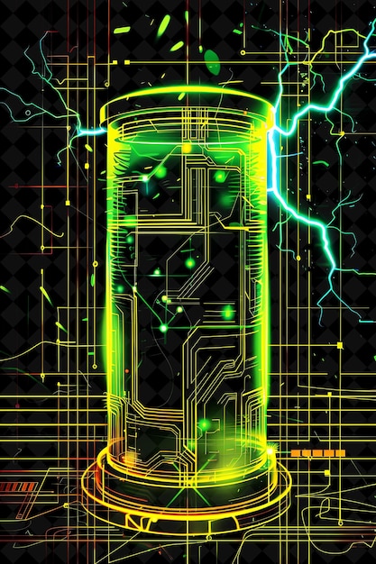 PSD a green and yellow circuit board with a green and yellow power line