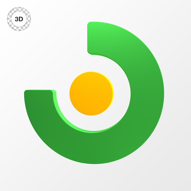 A green and yellow logo for 3d