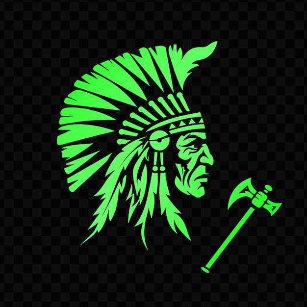 PSD a green and yellow logo of a native american chief