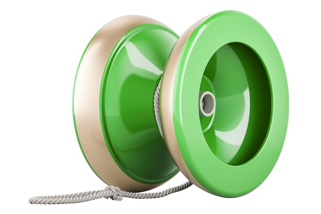 Green yoyo 3D rendering isolated on transparent background