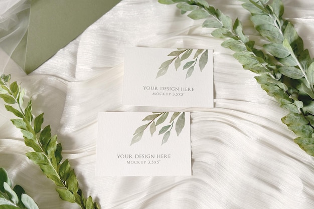 PSD greenery wedding card mockup