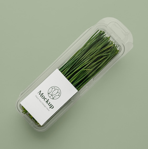 Greens in mock-up packaging assortment