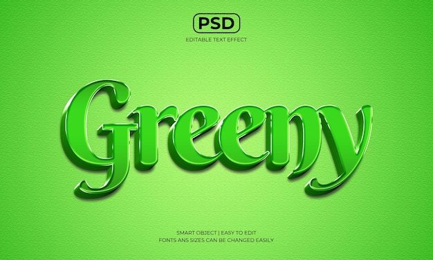 PSD greeny 편집 가능한 3d 텍스트 효과