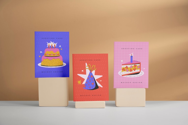 PSD greeting card indoors mockup