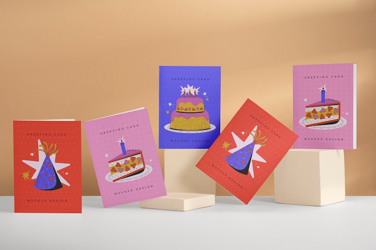 PSD greeting card indoors mockup