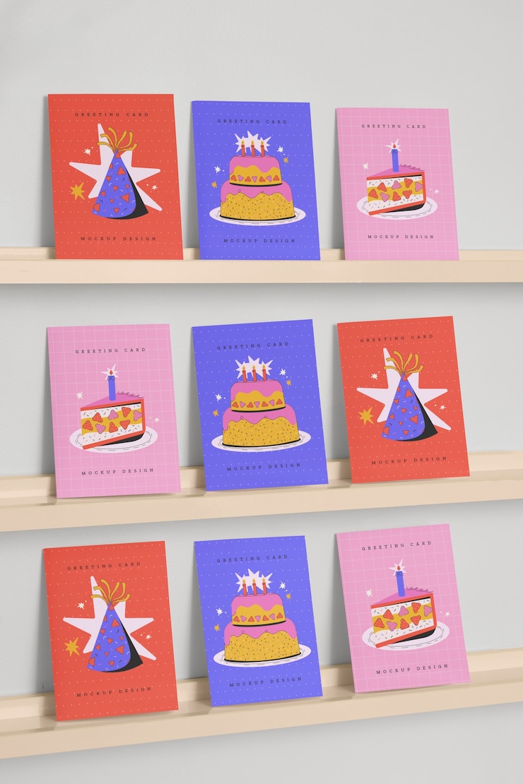 PSD greeting card indoors mockup