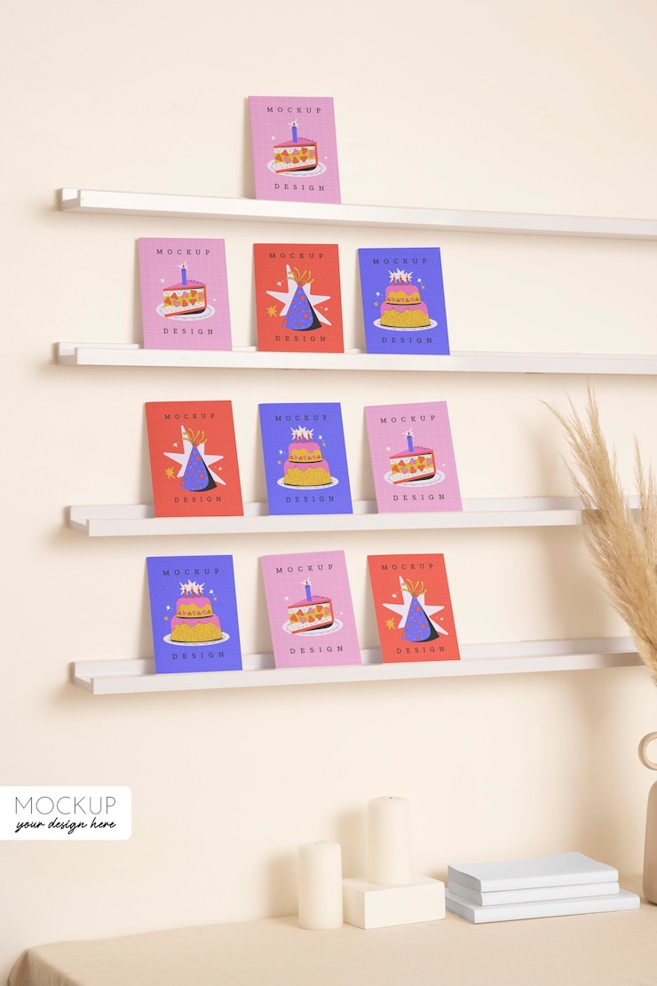 PSD greeting card indoors mockup