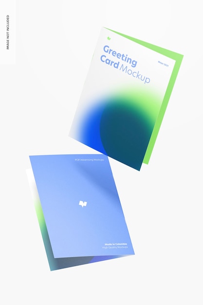 presentation folder PSD greeting card mockup, floating