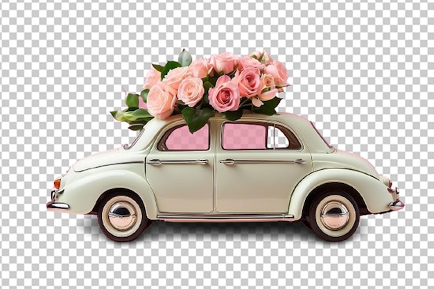 Greeting card retro car delivery flower