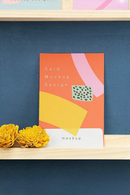 PSD greeting card on shelf mockup