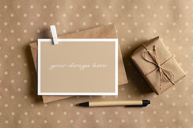 Greeting card stationary mockup with envelope