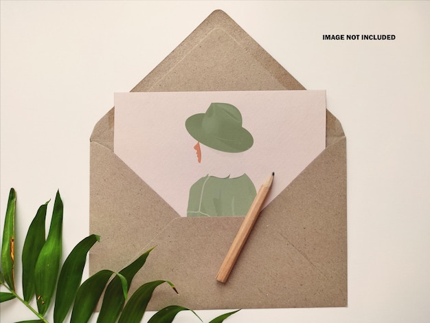 Greeting card with envelope mockup