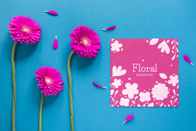 PSD greeting card with flowers