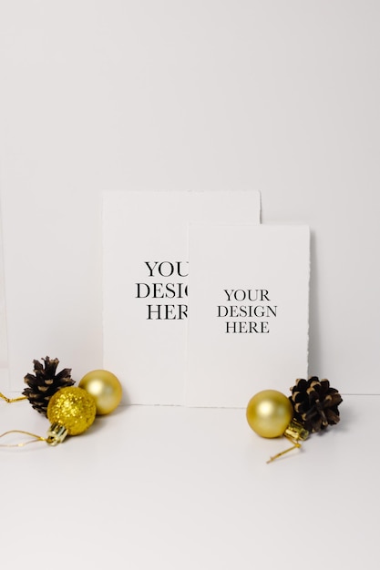 Greeting Christmas paper cards for mockup