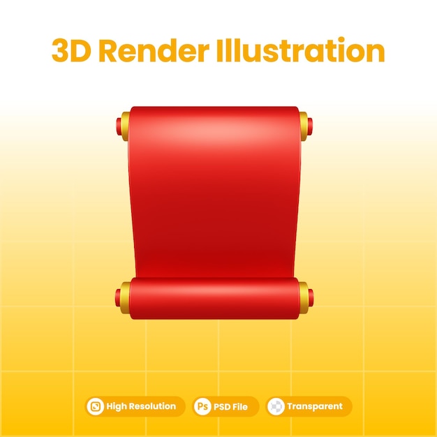 中國新年祝賀書卷 3D 插圖