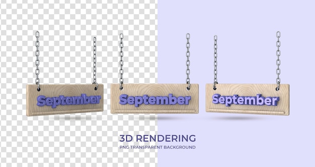 PSD あいさつ9月バナー3dレンダリング孤立した透明な背景