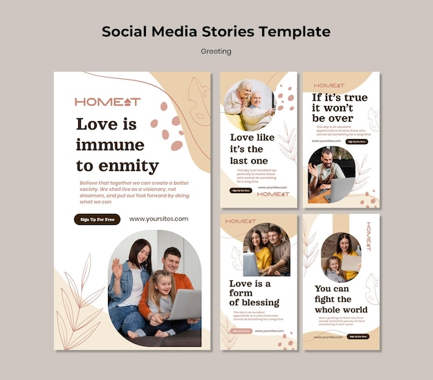 PSD greeting social media stories template