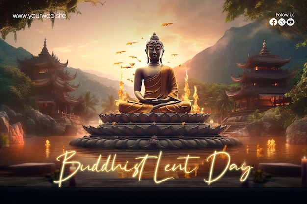 Greetings buddhist lent day poster template philippines